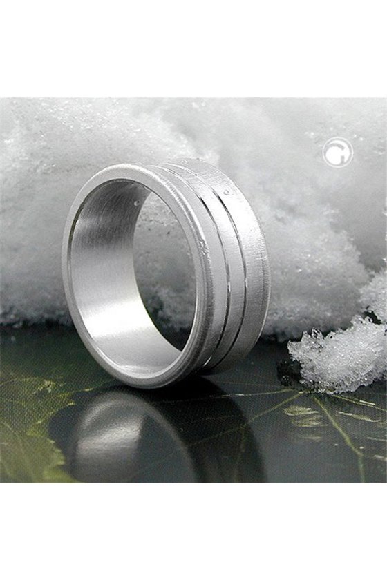 RING 2 LINES CONCAVE MATT FINISH SILVER 925
