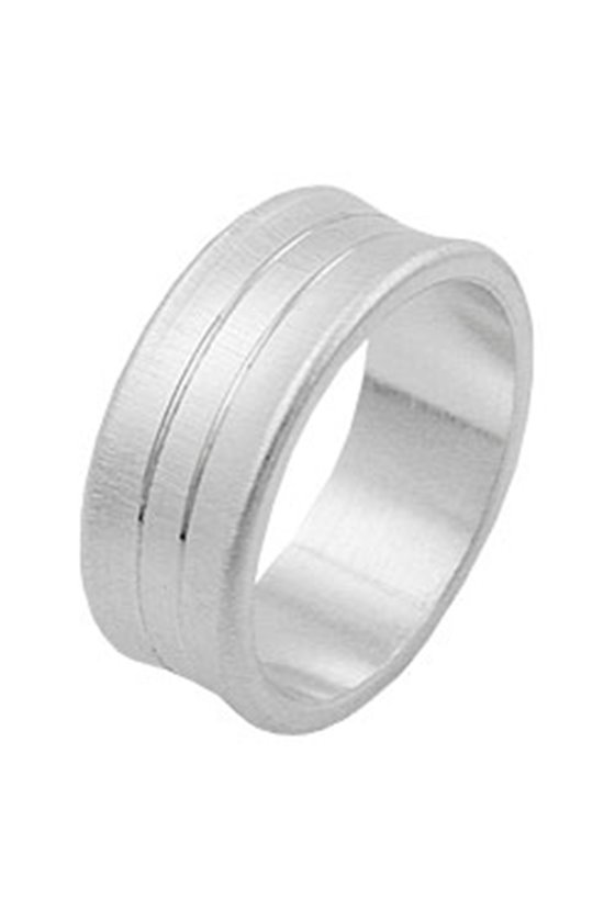 RING 2 LINES CONCAVE MATT FINISH SILVER 925