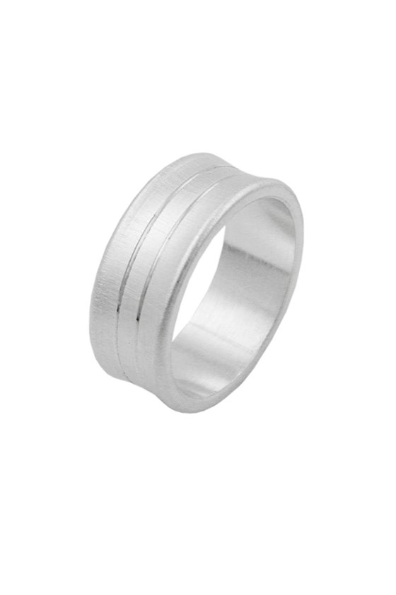 RING 2 LINES CONCAVE MATT FINISH SILVER 925