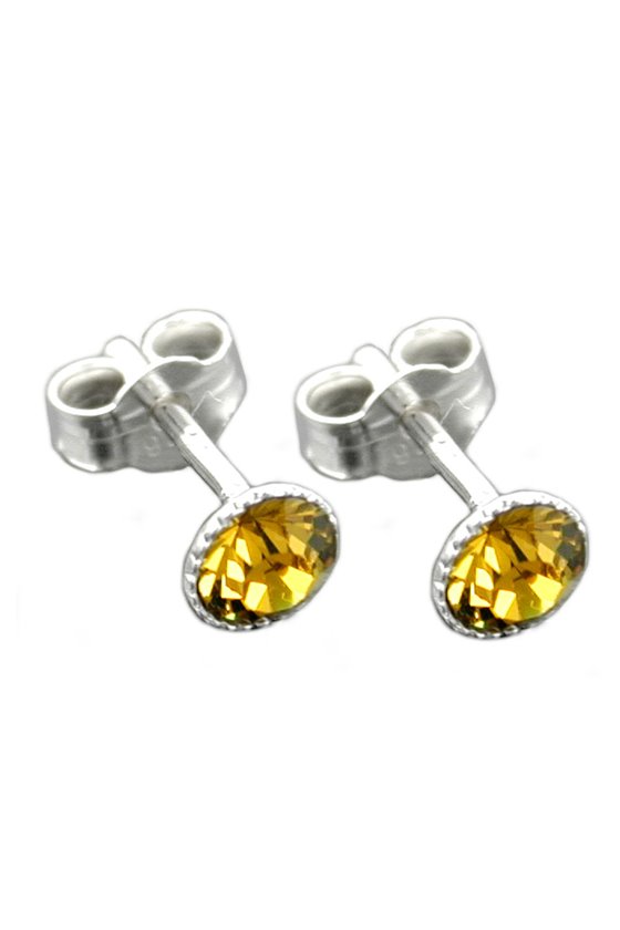 STUD EARRINGS CRYSTAL LIME SILVER 925