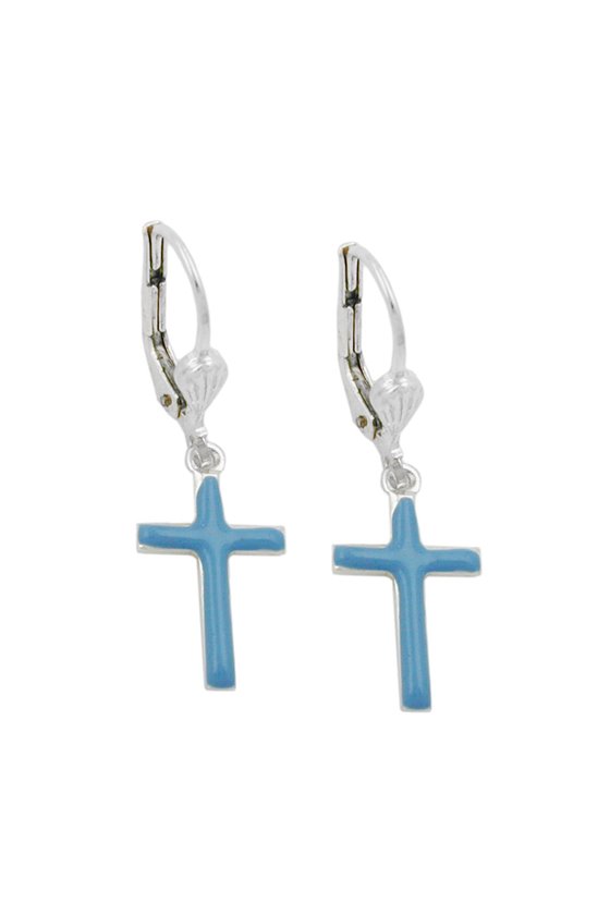 LEVERBACK EARRINGS CROSS SILVER 925