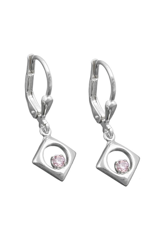 LEVERBACK EARRINGS PINK ZIRCONIA SILVER 925