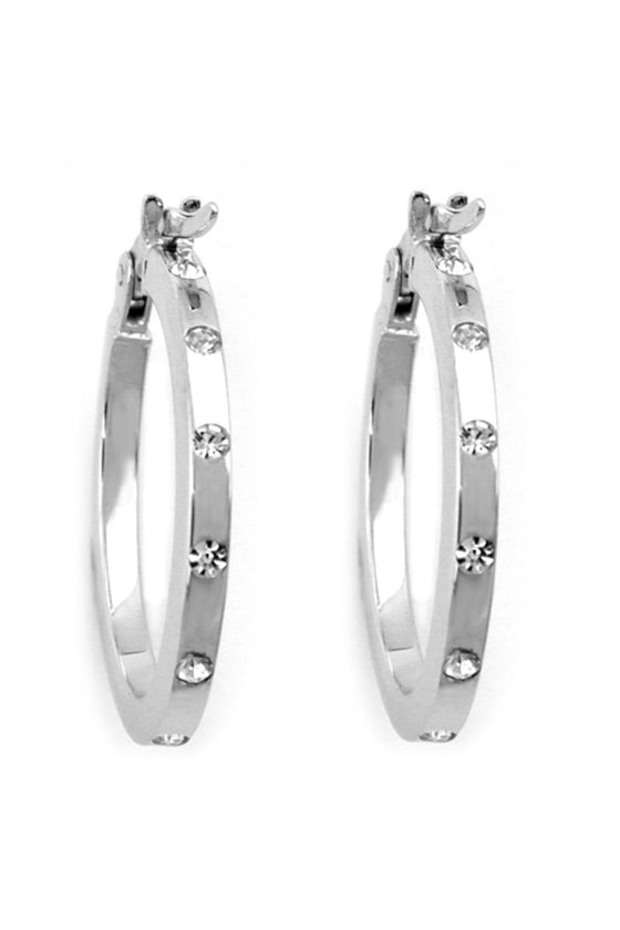 EARRING HOOP OVAL ZIRCONIAS SILVER 925