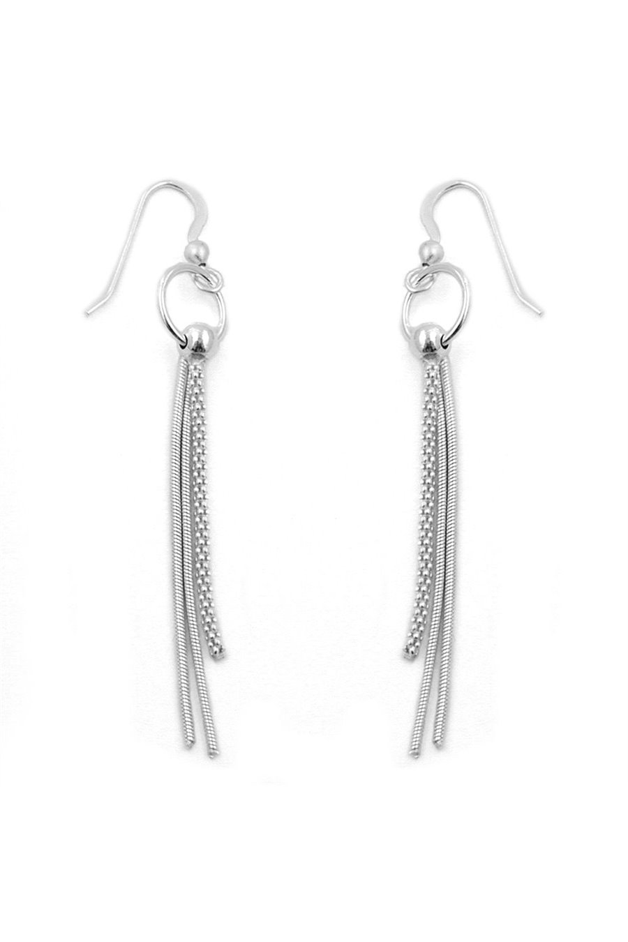 HOOK EARRINGS 3 CHAINS ON A RING SILVER 925