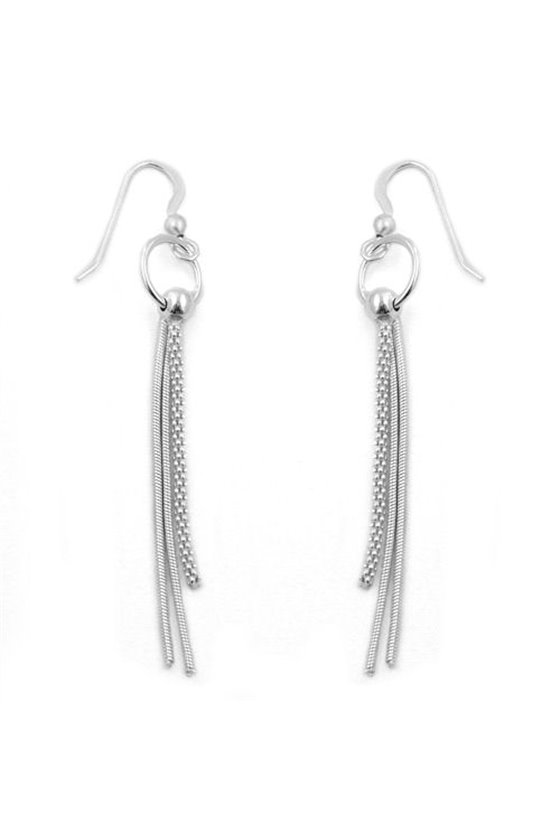 HOOK EARRINGS 3 CHAINS ON A RING SILVER 925