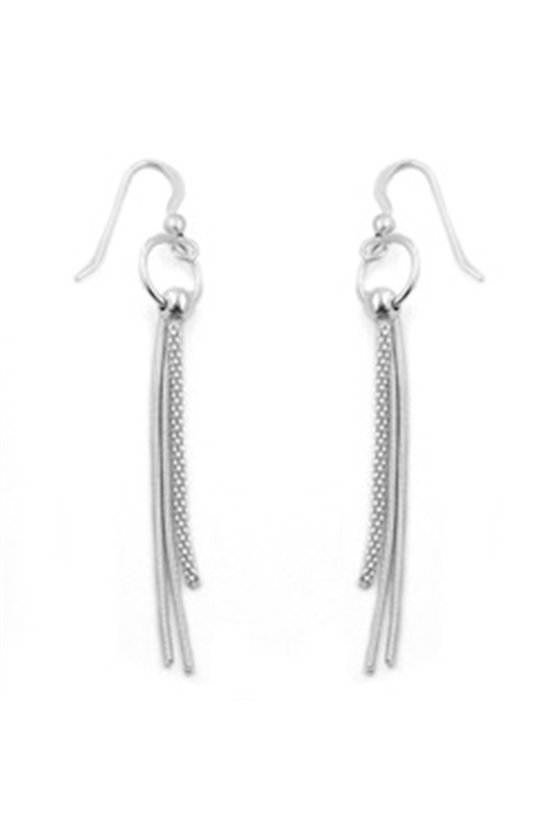 HOOK EARRINGS 3 CHAINS ON A RING SILVER 925