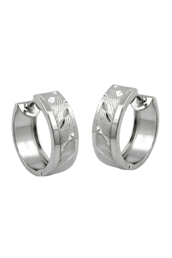 EARRING HOOP DIAMOND CUT SILVER 925