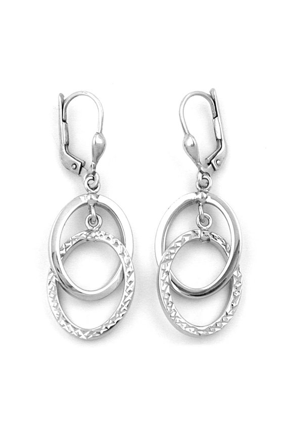 LEVERBACK EARRINGS 2 OVAL RINGS SILVER 925