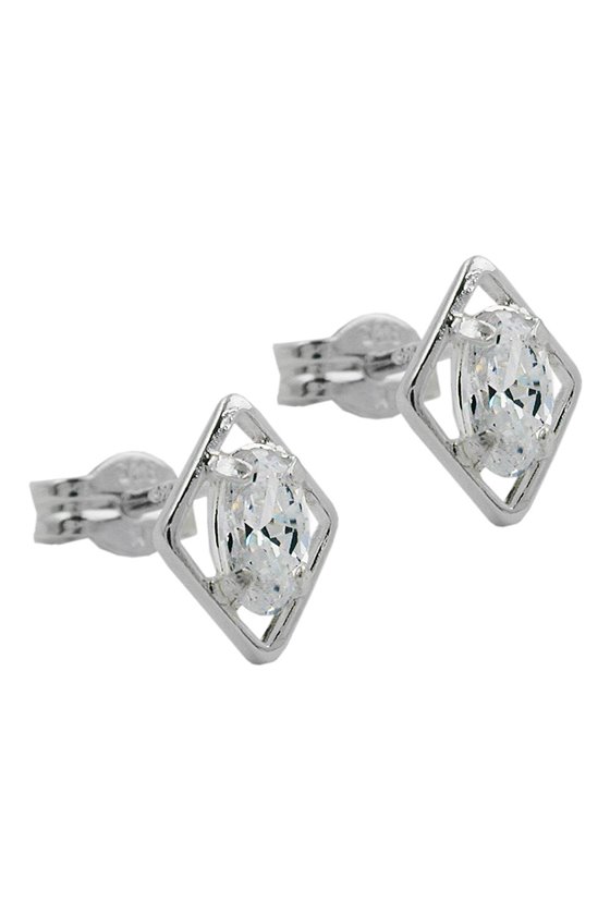 STUD EARRINGS WHITE ZIRCONIA SILVER 925
