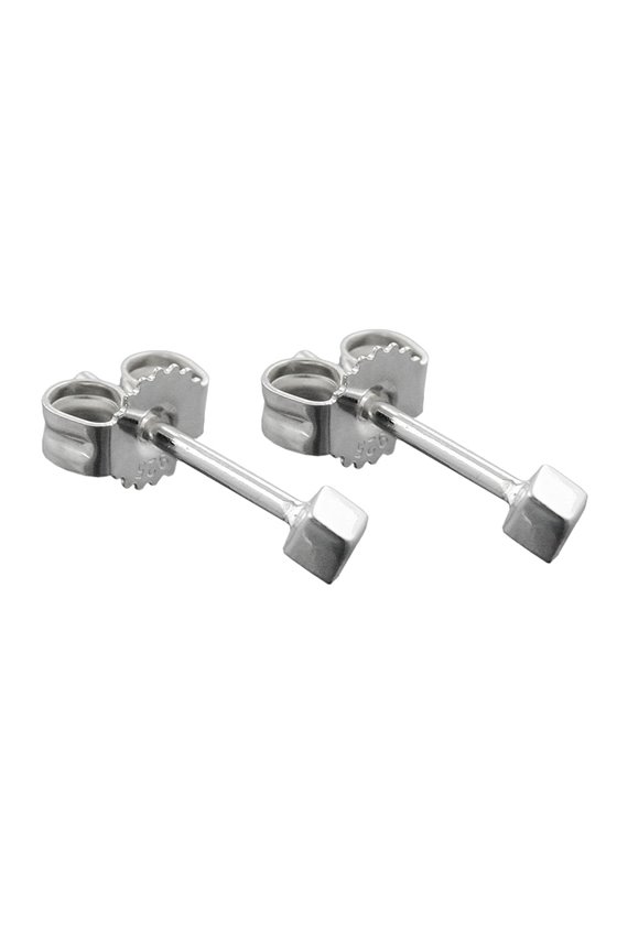 EARRINGS SMALL CUBE SILVER 925