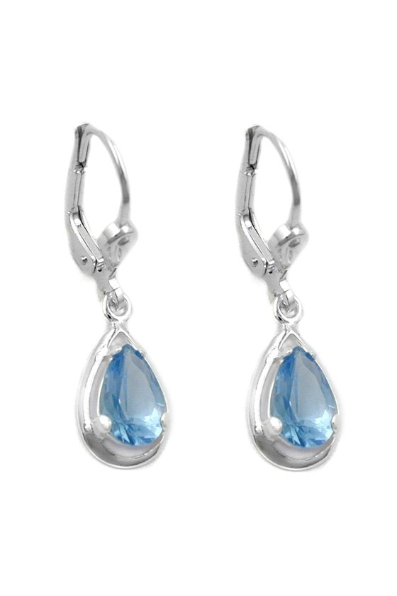 LEVERBACK EARRINGS ARTIFICIAL AQUA-BLUE SILVER 925