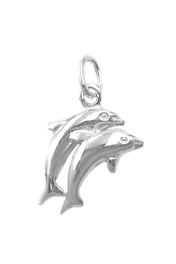 PENDANT 2 DOLPHINS POLISHED SILVER 925