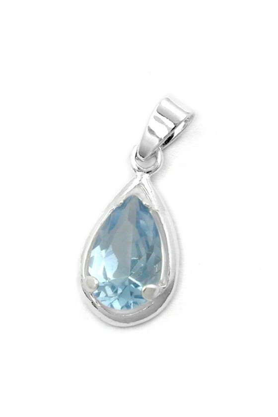 PENDANT DROP SYNTHETIC AQUA SILVER 925