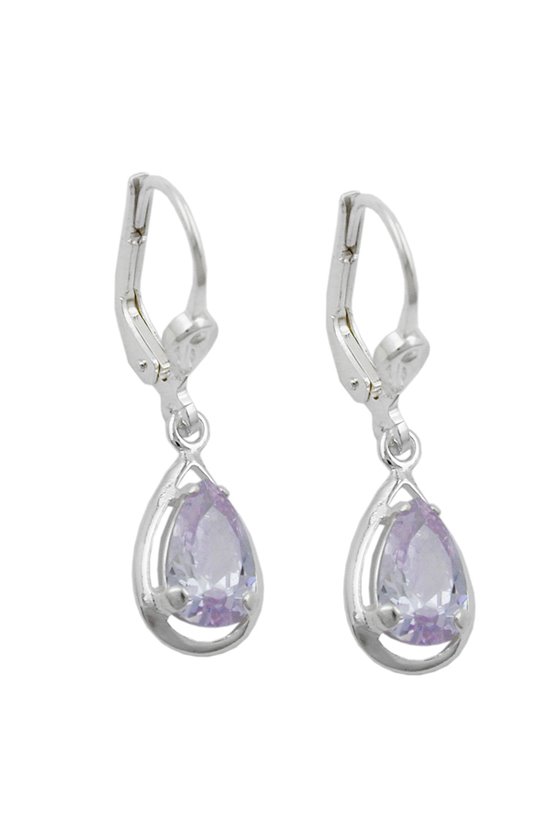 LEVERBACK EARRINGS VIOLET ZIRCONIA SILVER 925