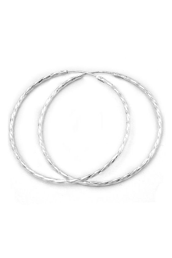 HOOP EARRINGS 50MM DIAMOND CUT SILVER 925