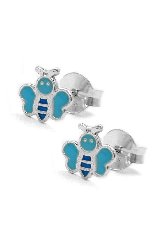 EARRING STUD BUTTERFLY BLUE SILVER 925