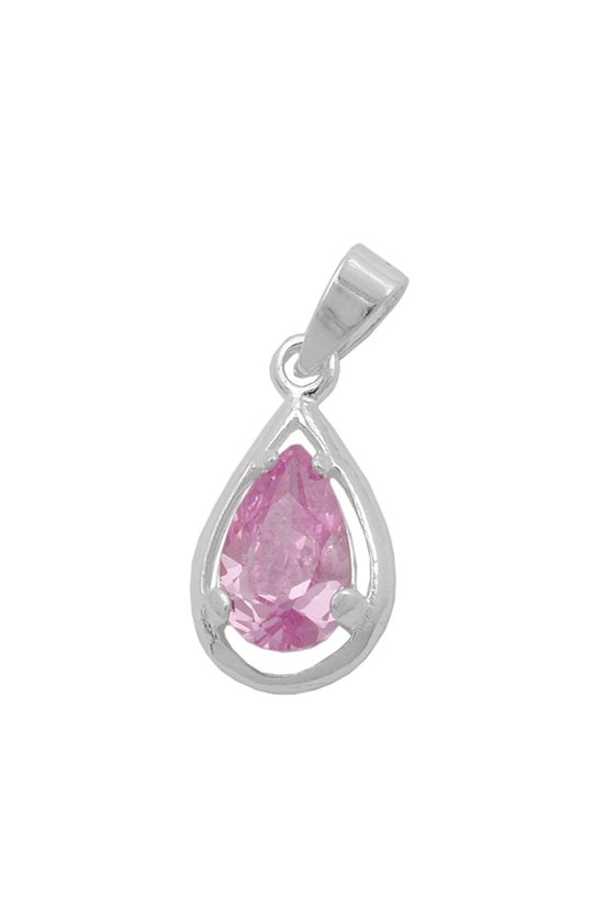 PENDANT DROP ZIRCONIA PINK SILVER 925