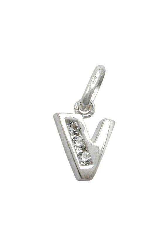 PENDANT INITIALE V WITH CZ SILVER 925