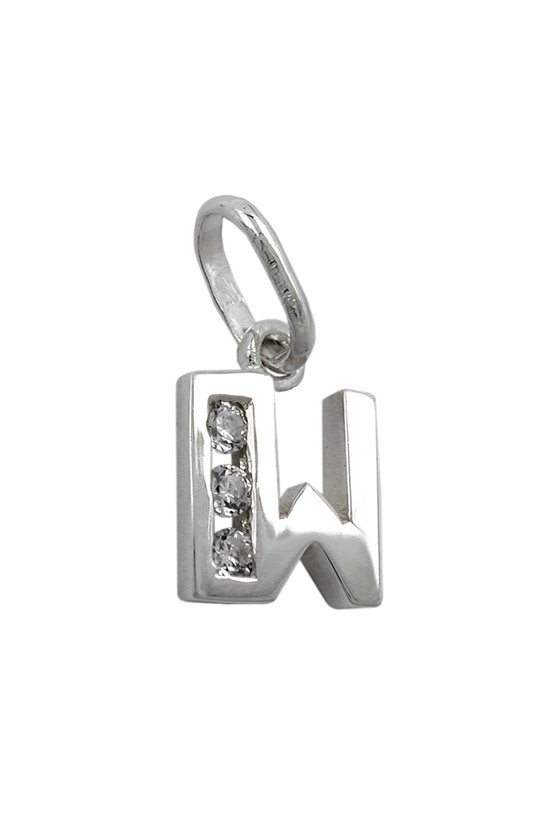 PENDANT INITIALE W WITH CZ SILVER 925