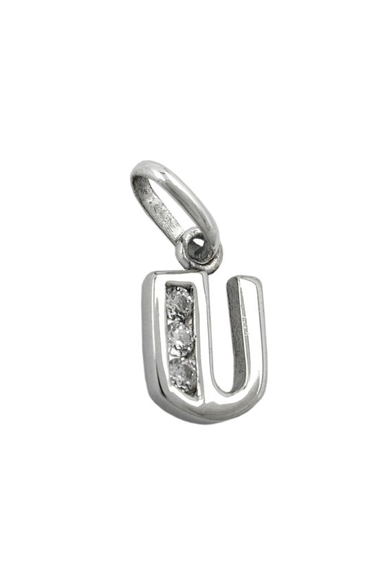 PENDANT INITIALE U WITH CZ SILVER 925