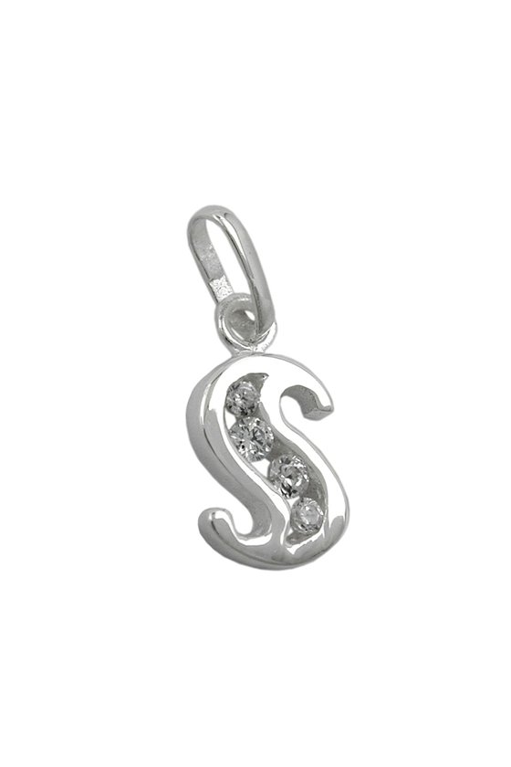 PENDANT INITIAL S WITH CZ SILVER 925