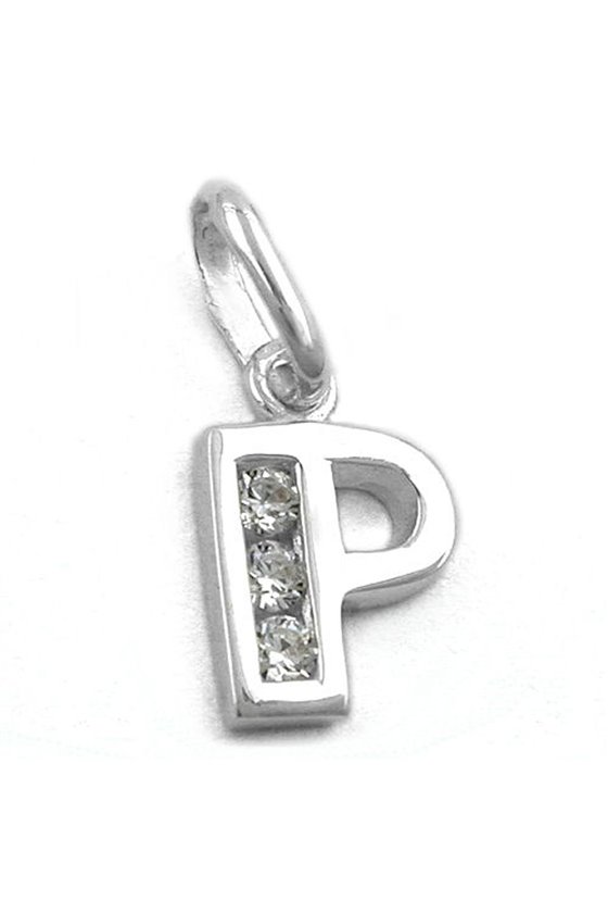 PENDANT INITIALE P WITH CZ SILVER 925
