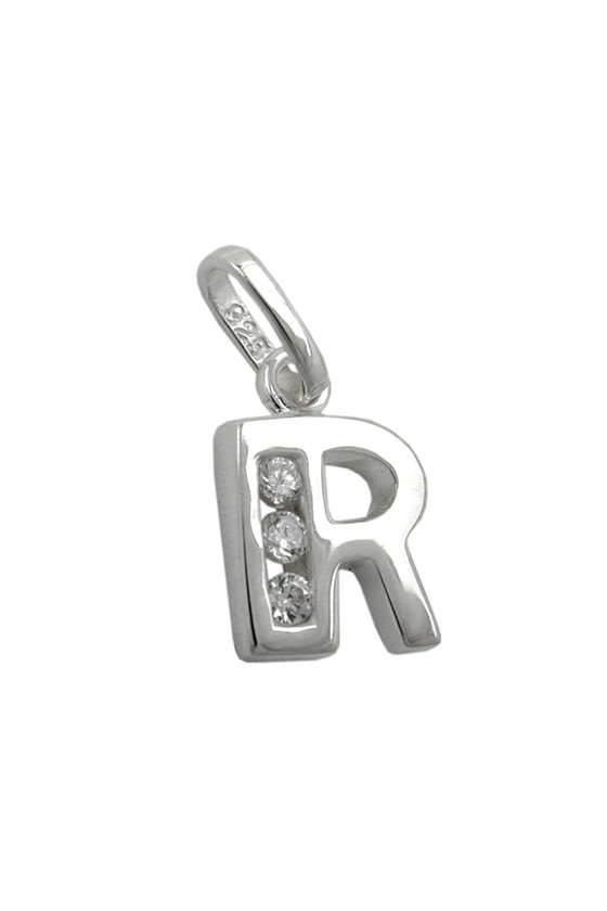 PENDANT INITIAL R WITH CZ SILVER 925