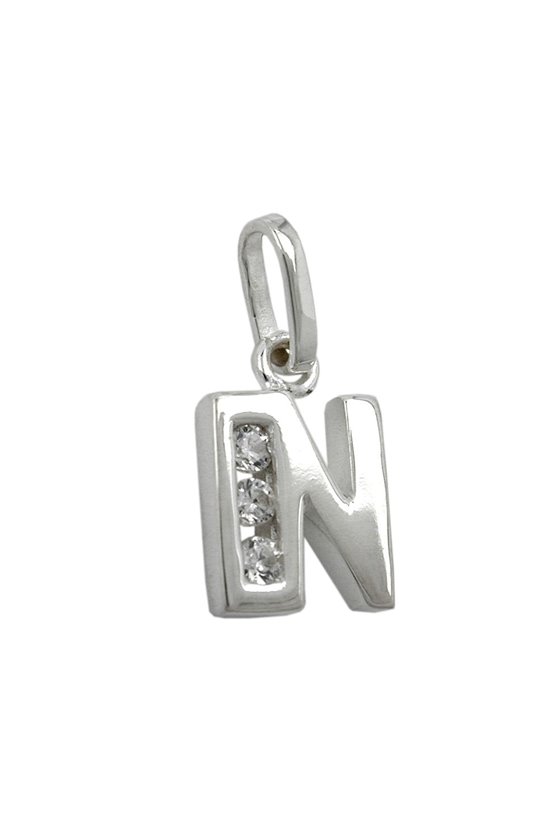 PENDANT INITIAL N WITH CZ SILVER 925