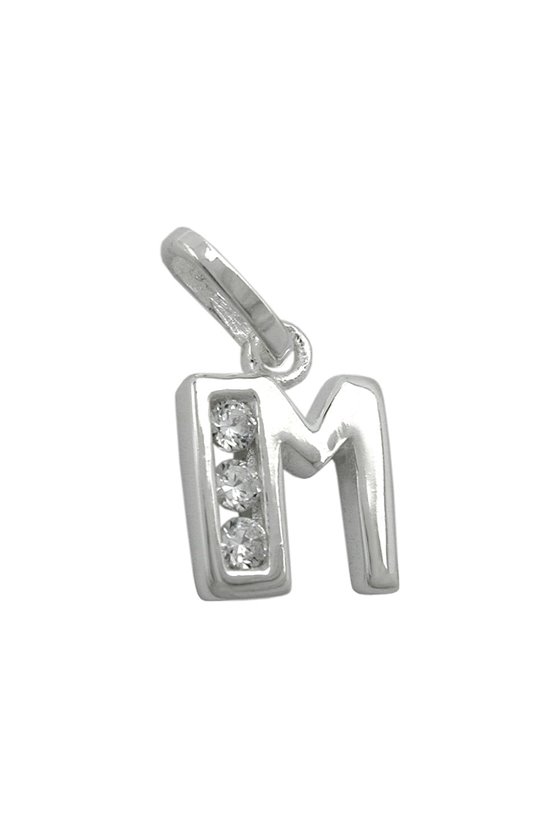 PENDANT INITIAL M WITH CZ SILVER 925