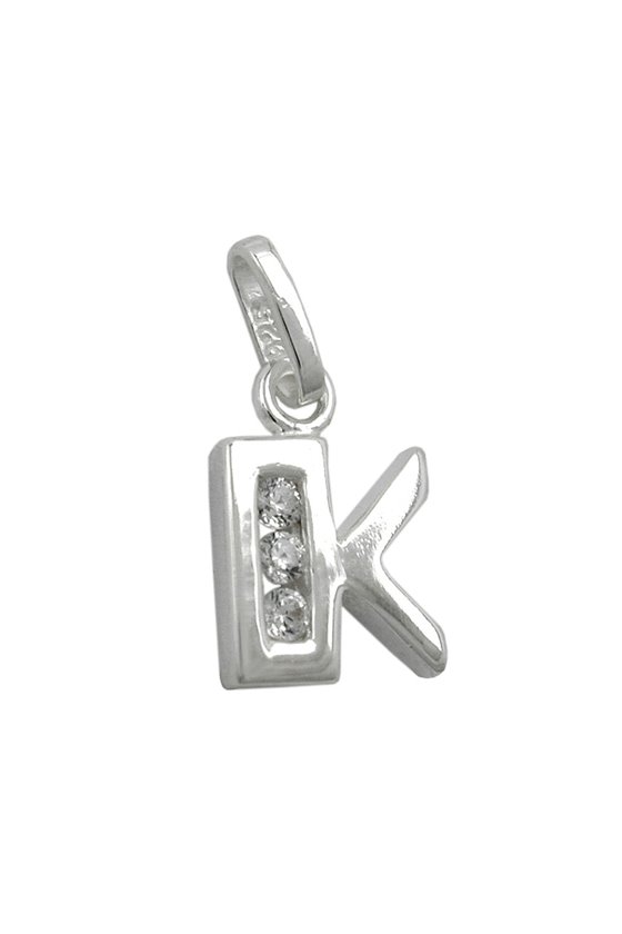 PENDANT INITIAL K WITH CZ SILVER 925