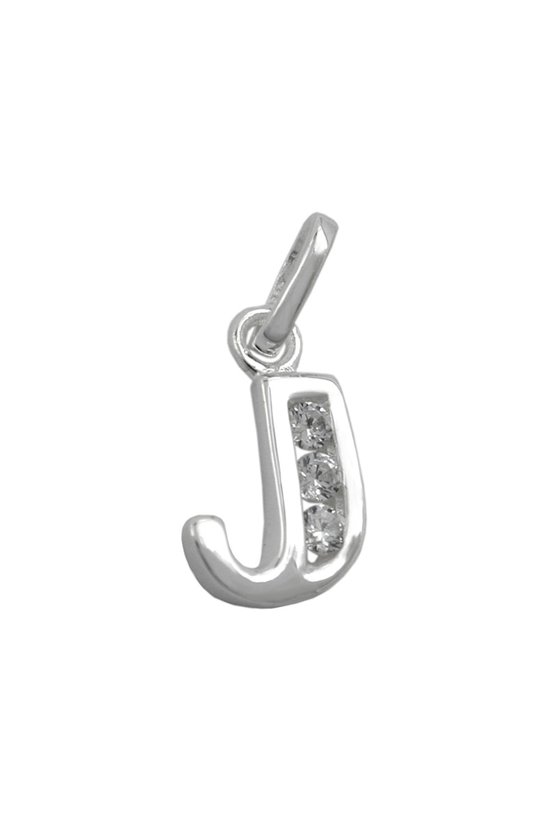 PENDANT INITIAL J WITH CZ SILVER 925