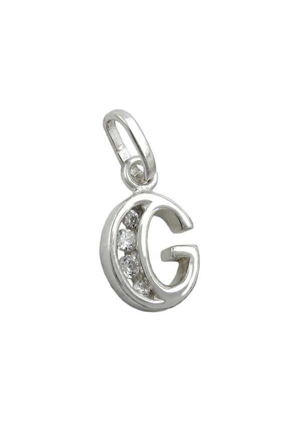 PENDANT INITIAL G WITH CZ SILVER 925