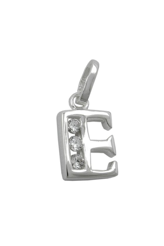 PENDANT INITIALE E WITH CZ SILVER 925
