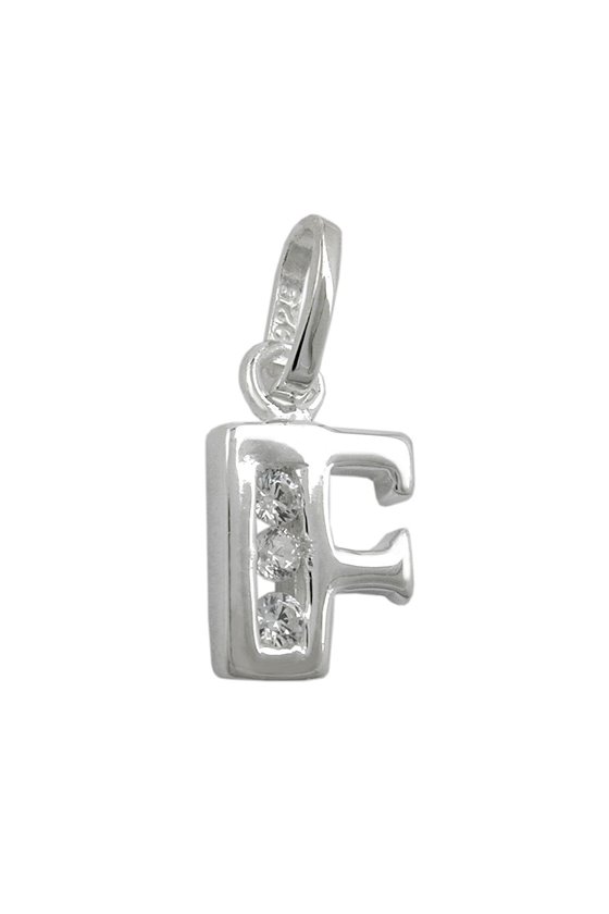 PENDANT INITIALE F WITH CZ SILVER 925