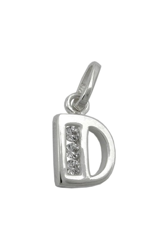 PENDANT INITIAL D WITH CZ SILVER 925