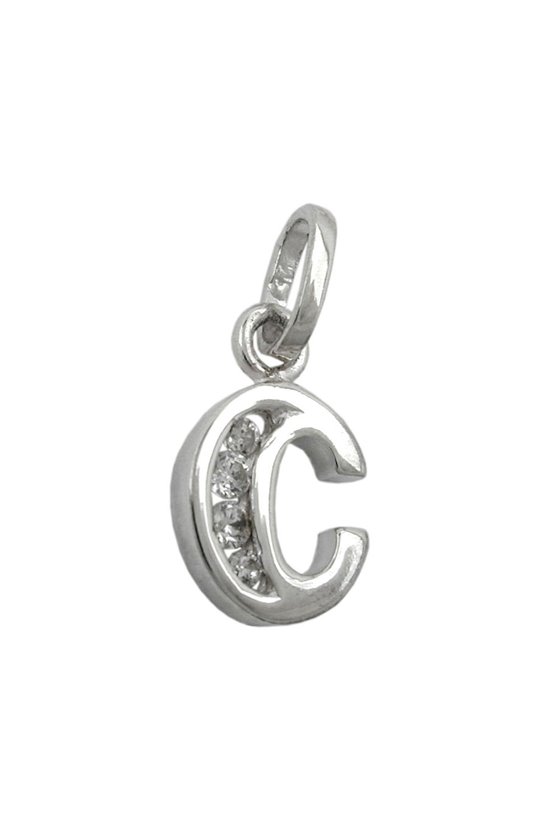 PENDANT INITIAL C WITH CZ SILVER 925