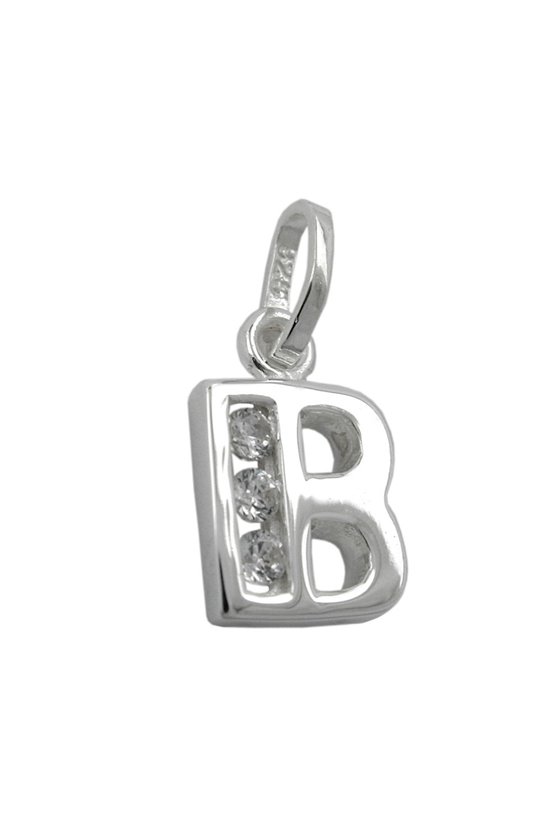 PENDANT INITIALE B WITH CZ SILVER 925