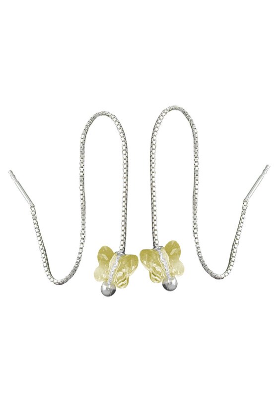CHAIN EARRINGS YELLOW BUTTERFLY SILVER 925