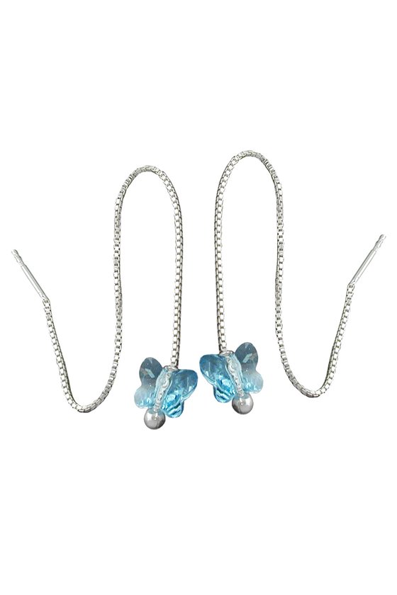 CHAIN EARRINGS BLUE BUTTERFLY SILVER 925