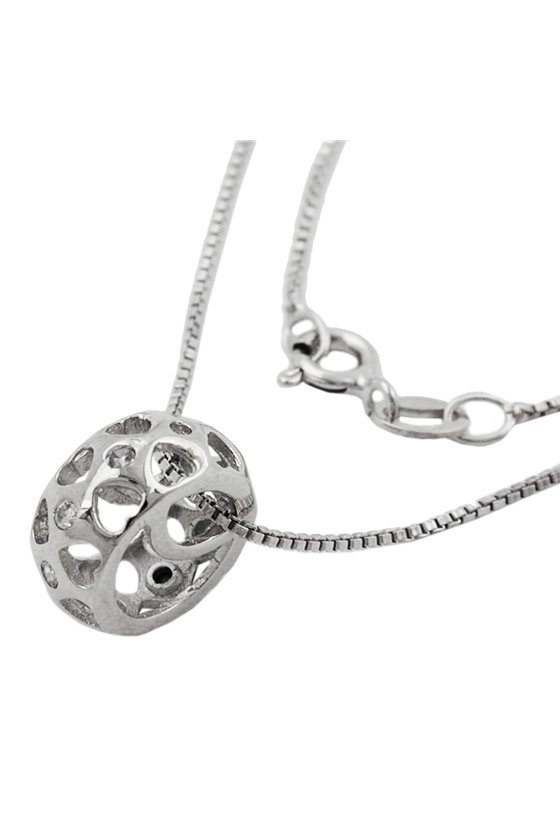 NECKLACE WITH ROUND PENDANT ZIRCONIA SILVER 925
