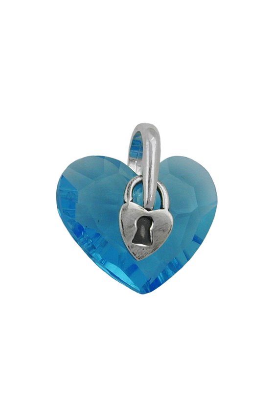 PENDANT HEART BLUE GLASS CYRSTAL SILVER 925