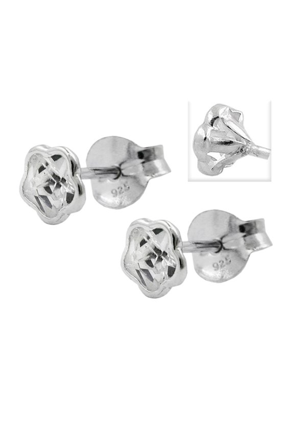 STUD EARRINGS FLOWER ZIRCONIA SILVER 925