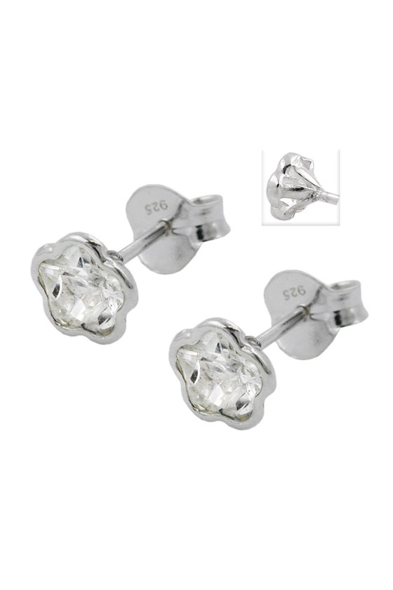 STUD EARRINGS FLOWER ZIRCONIA SILVER 925