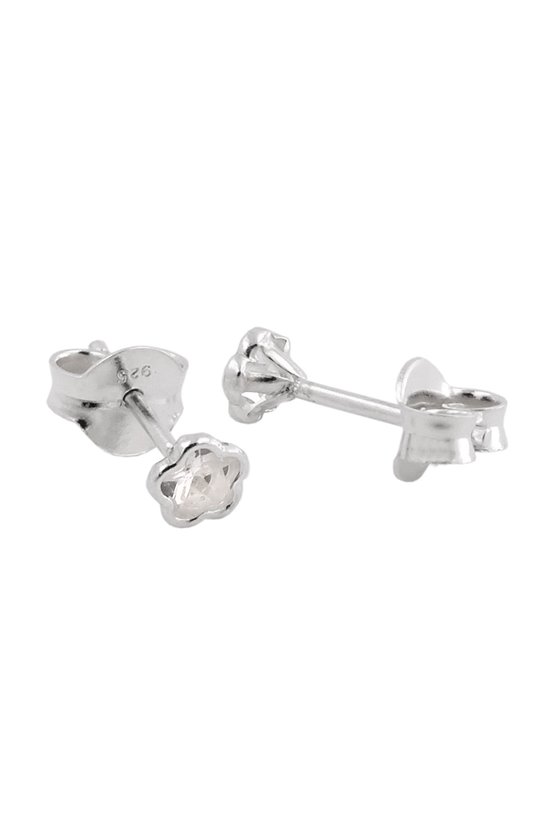 STUD EARRINGS FLOWER ZIRCONIA SILVER 925