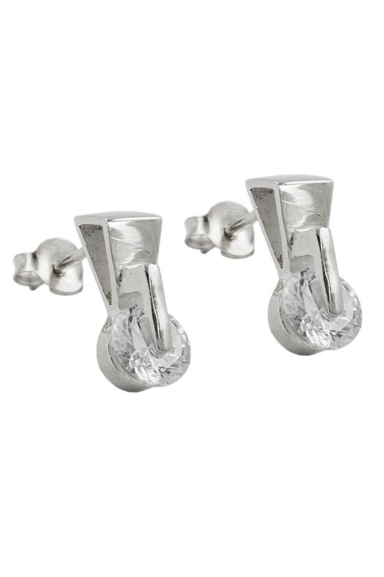 EARRINGS ROUND ZIRCONIA SILVER 925