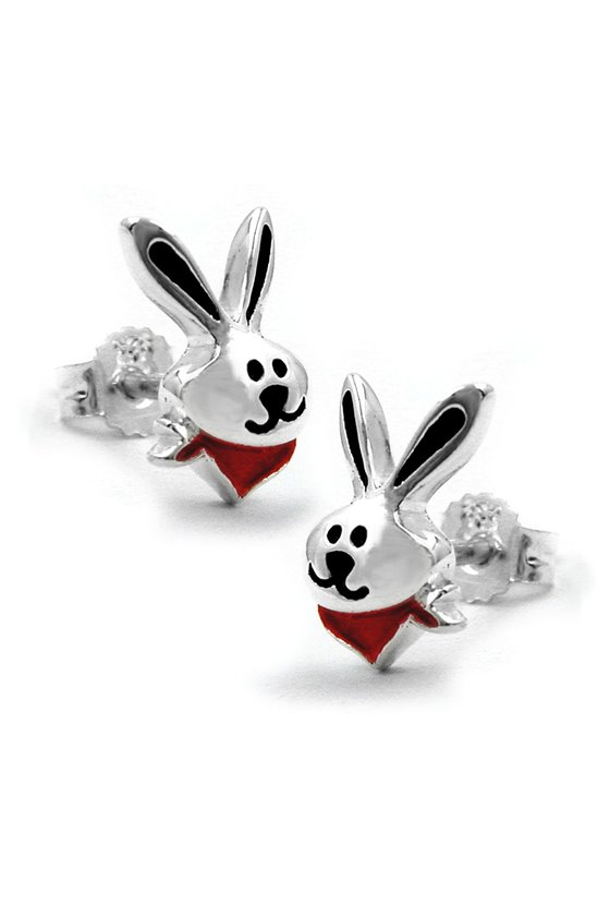 STUD EARRINGS COOL BUNNY SILVER 925