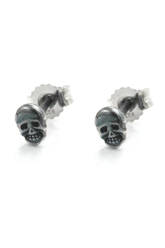 EARRINGS SKULL OXIDISED SILVER 925