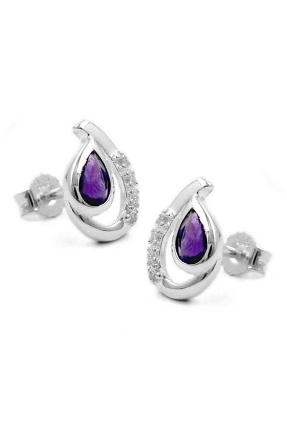 STUD EARRINGS AMETHYST SILVER 925
