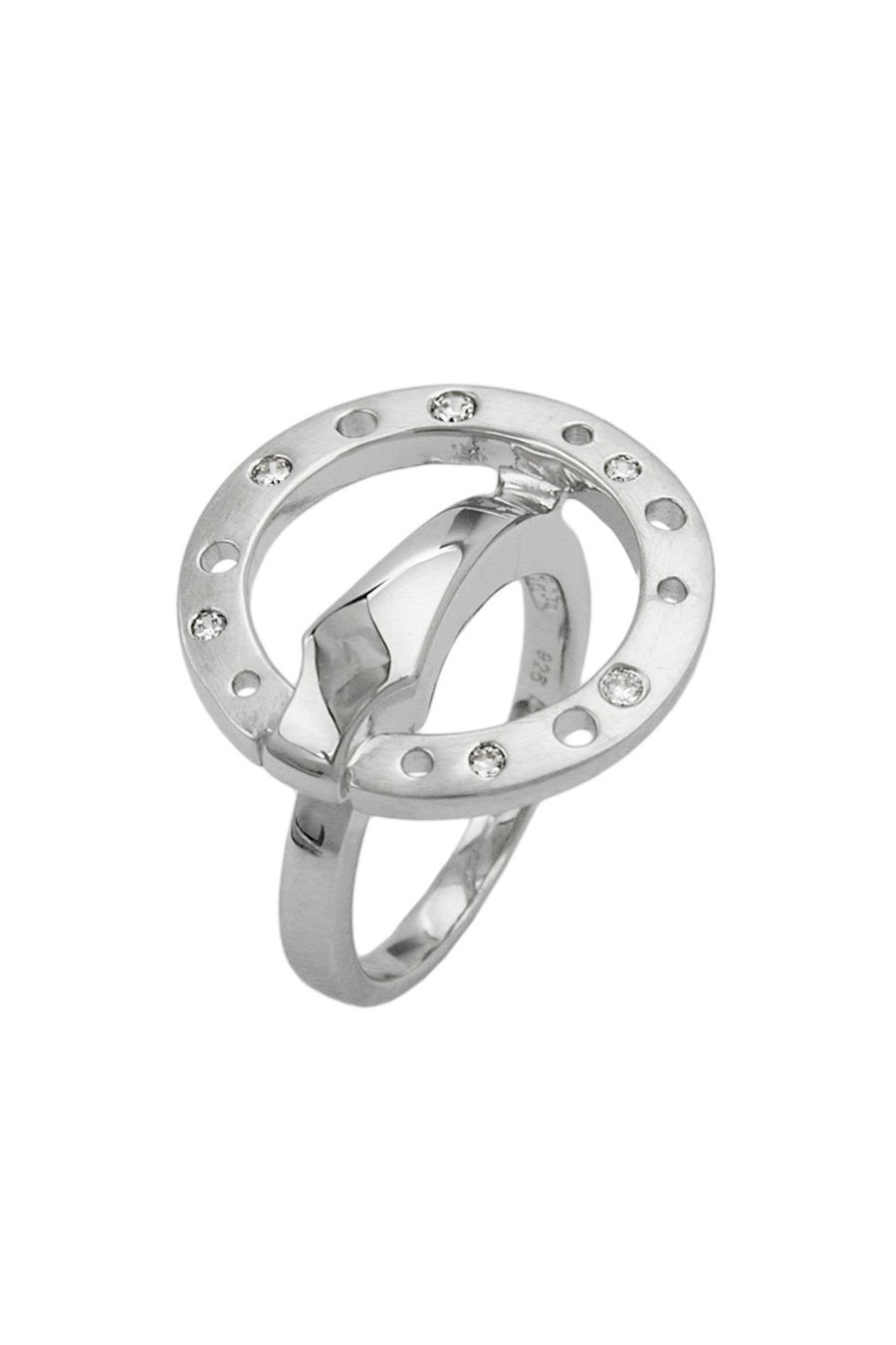 RING CUBIC ZIRCONIA RHODINIZED 19.1MM SILVER 925