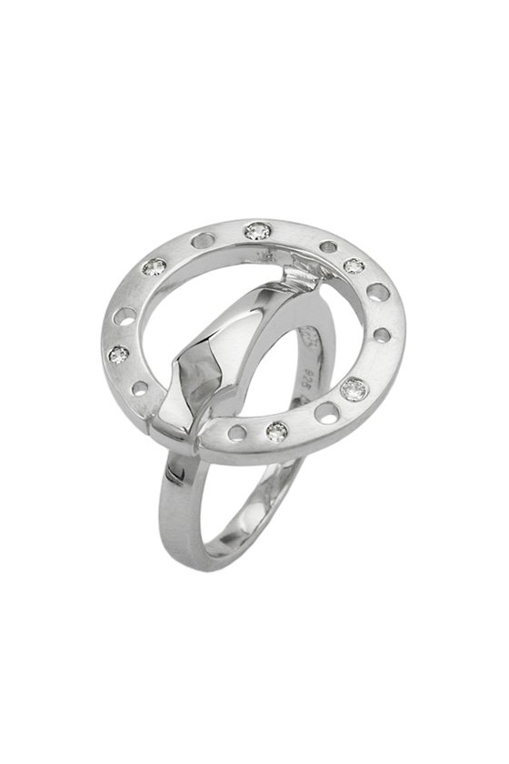 RING CUBIC ZIRCONIA RHODINIZED Ø 17.8MM SILVER 925